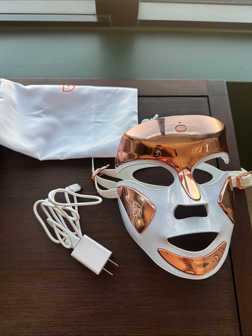 LED Face Therapy Mask - White with Rose Gold Accents